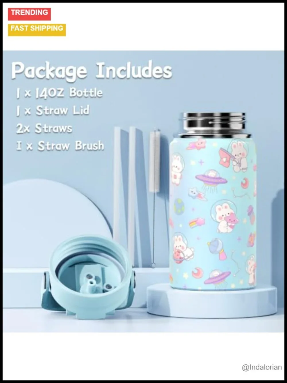 Girls Backpack Set with Bento Box, Insulated Water Bottle, Kawaii Bunny School